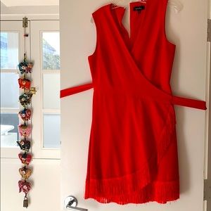 Cross body red dress